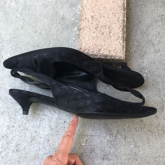 Louis Vuitton satin monogram, braided, sling backs - Picture 3 of 10